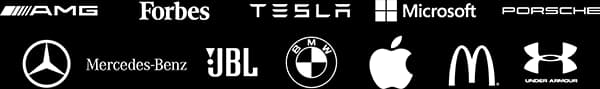Itaú, BMW, Mercedes-Benz, Tesla, Forbes, Microsoft, Apple, Under Armour, McDonald's